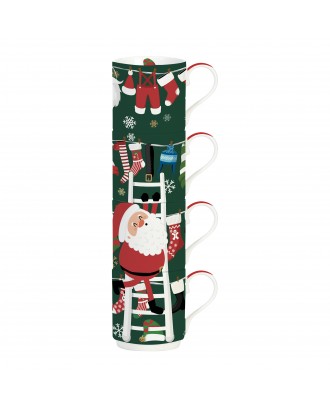 Set 4 cani din portelan, 275 ml, Santa's Outfits - SIMONA'S COOKSHOP